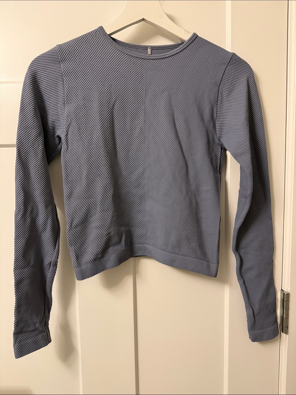 Dynamite Ribbed Long-Sleeve Top in Light Blue